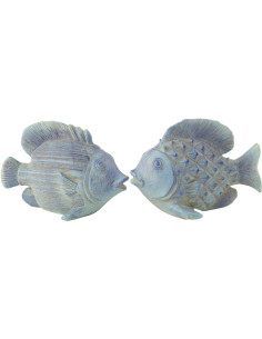 Statuette déco Poisson 15 cm en Résine Bleu Gian (Lot de 2) - 1
