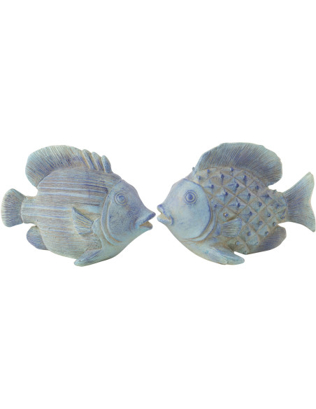 Statuette déco Poisson 15 cm en Résine Bleu Gian (Lot de 2) - 1