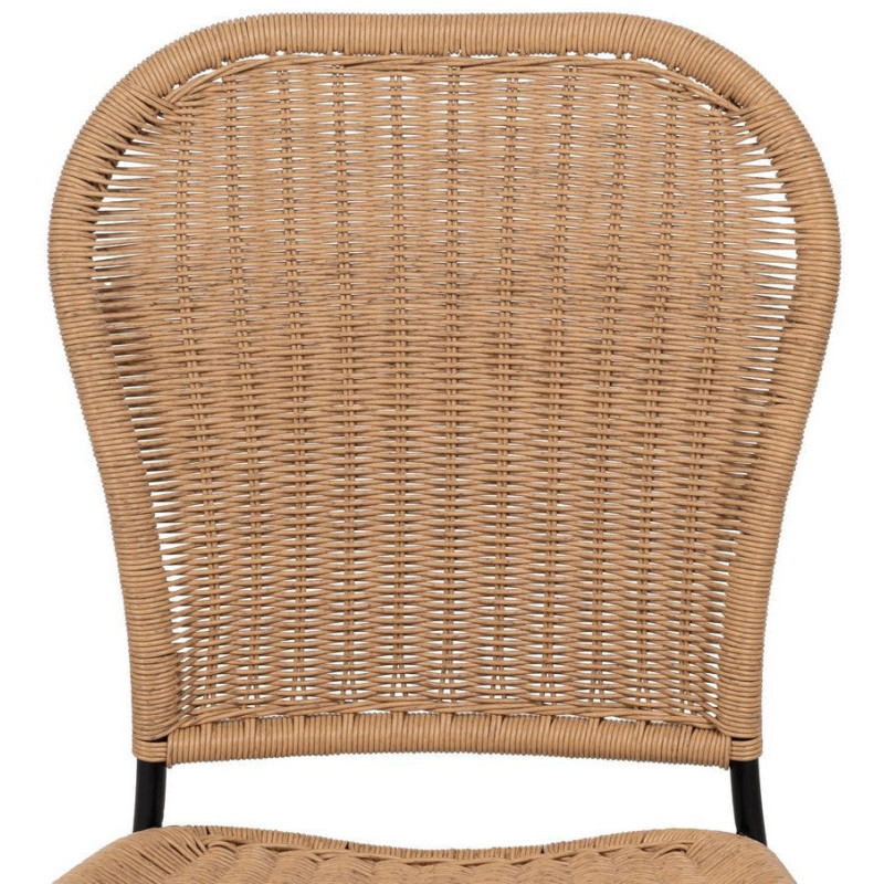 Chaise de jardin vintage en Rotin polyéthylène Naturel Tressé Métal Noir Denia (Lot de 2) - 4