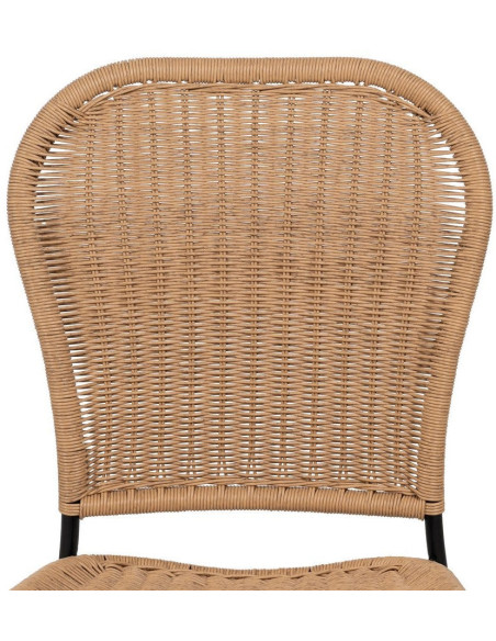 Chaise de jardin vintage en Rotin polyéthylène Naturel Tressé Métal Noir Denia (Lot de 2) - 4