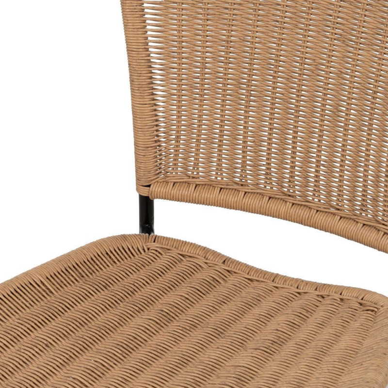 Chaise de jardin vintage en Rotin polyéthylène Naturel Tressé Métal Noir Denia (Lot de 2) - 5