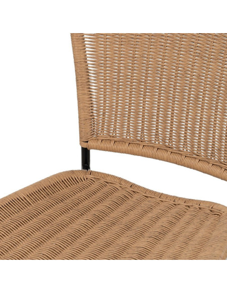 Chaise de jardin vintage en Rotin polyéthylène Naturel Tressé Métal Noir Denia (Lot de 2) - 5