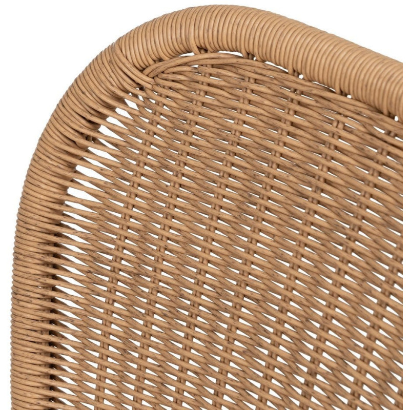 Chaise de jardin vintage en Rotin polyéthylène Naturel Tressé Métal Noir Denia (Lot de 2) - 6