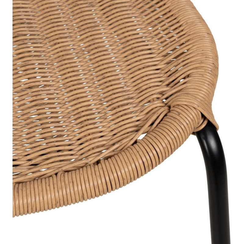 Chaise de jardin vintage en Rotin polyéthylène Naturel Tressé Métal Noir Denia (Lot de 2) - 7