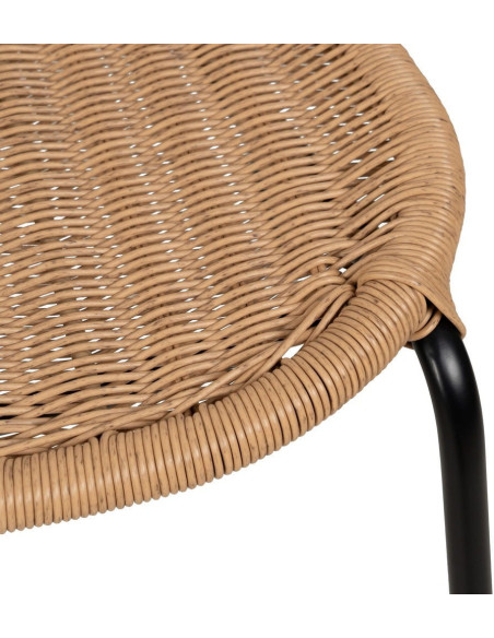 Chaise de jardin vintage en Rotin polyéthylène Naturel Tressé Métal Noir Denia (Lot de 2) - 7