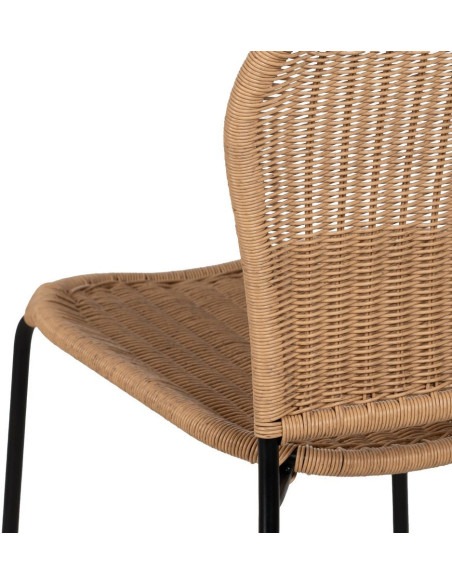 Chaise de jardin vintage en Rotin polyéthylène Naturel Tressé Métal Noir Denia (Lot de 2) - 8