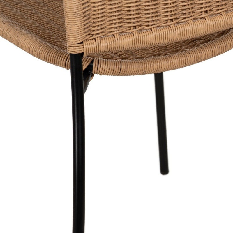 Chaise de jardin vintage en Rotin polyéthylène Naturel Tressé Métal Noir Denia (Lot de 2) - 9