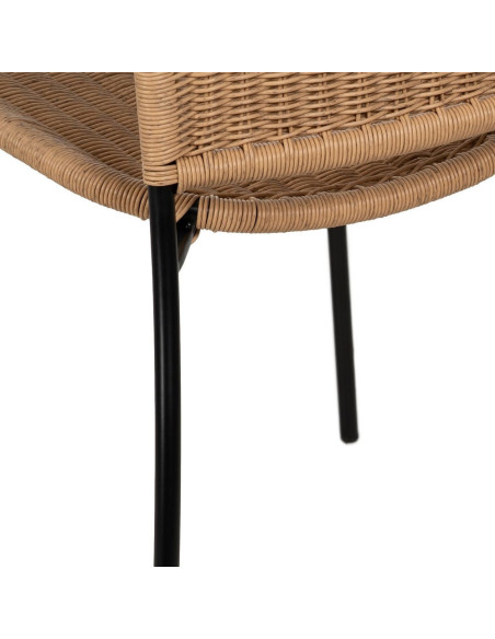 Chaise de jardin vintage en Rotin polyéthylène Naturel Tressé Métal Noir Denia (Lot de 2) - 9