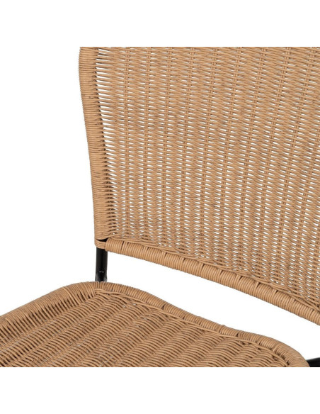 Tabouret de bar extérieur vintage en Rotin polyéthylène Naturel Tressé Métal Noir Evar (Lot de 2) - 5