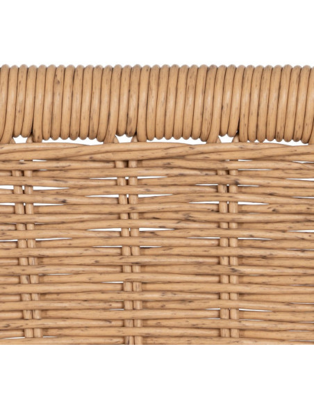 Tabouret de bar extérieur vintage en Rotin polyéthylène Naturel Tressé Métal Noir Evar (Lot de 2) - 10