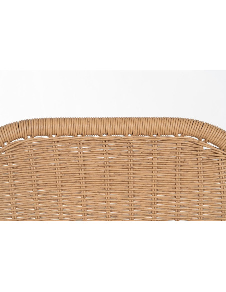 Tabouret de bar extérieur vintage en Rotin polyéthylène Naturel Tressé Métal Noir Evar (Lot de 2) - 11