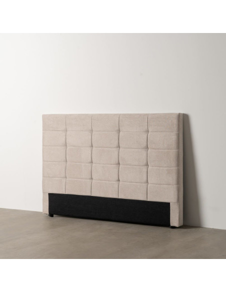 Tête de lit capitonnée 2 places 160x100 en Tissu Beige Bois MDF Lira - 2