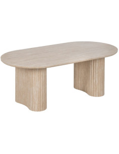 Table basse moderne chic Ovale en Pierre frittée Bois MDF Papier Beige Hania - 1