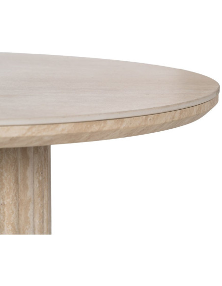 Table basse moderne chic Ovale en Pierre frittée Bois MDF Papier Beige Hania - 3