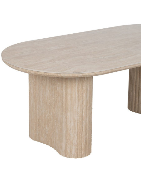 Table basse moderne chic Ovale en Pierre frittée Bois MDF Papier Beige Hania - 4
