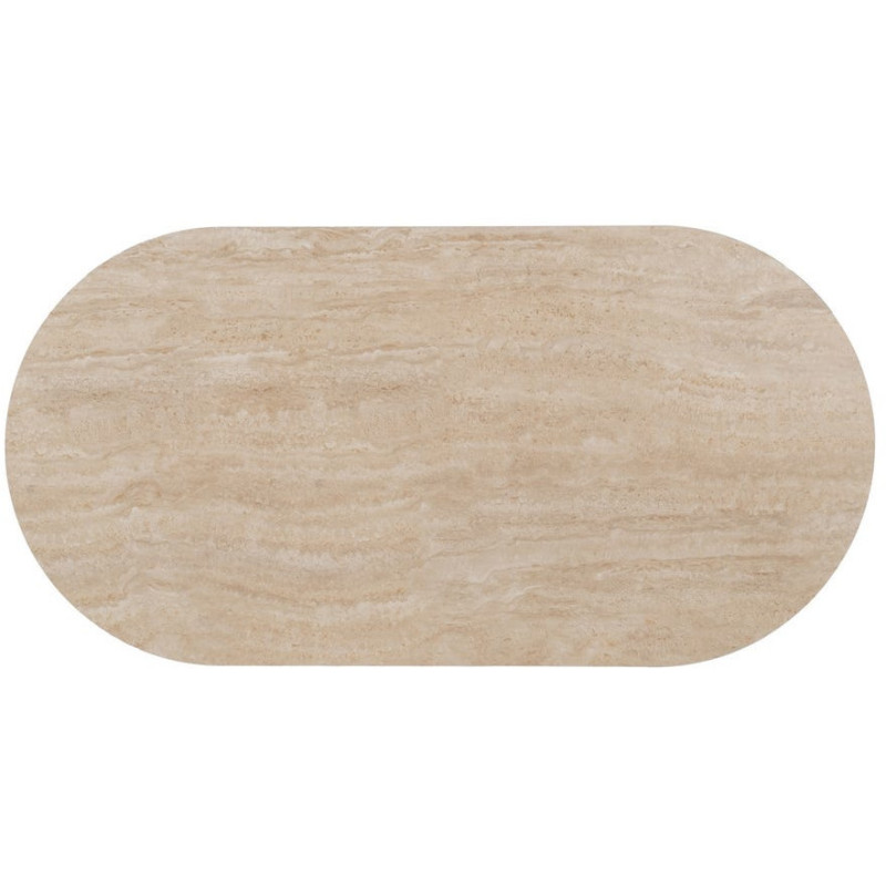 Table basse moderne chic Ovale en Pierre frittée Bois MDF Papier Beige Hania - 6