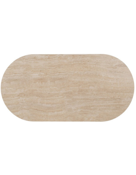 Table basse moderne chic Ovale en Pierre frittée Bois MDF Papier Beige Hania - 6