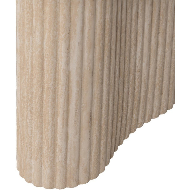 Table basse moderne chic Ovale en Pierre frittée Bois MDF Papier Beige Hania - 7