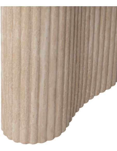 Table basse moderne chic Ovale en Pierre frittée Bois MDF Papier Beige Hania - 7