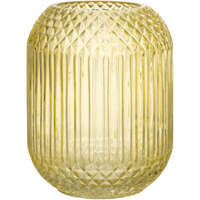 Vase Cylindrique Zara Hauteur 20 cm en Verre Jaune - 1