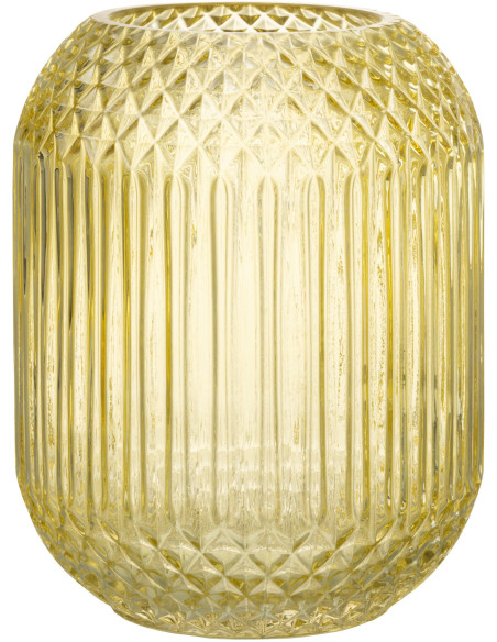 Vase Cylindrique Zara Hauteur 20 cm en Verre Jaune - 1