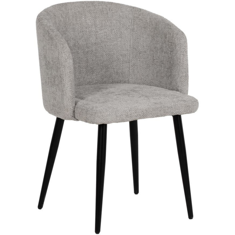 Fauteuil de table moderne en Tissu Gris Métal Noir Mateo (Lot de 2) - 1