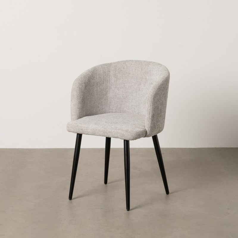 Fauteuil de table moderne en Tissu Gris Métal Noir Mateo (Lot de 2) - 2