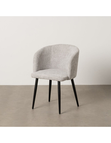 Fauteuil de table moderne en Tissu Gris Métal Noir Mateo (Lot de 2) - 2