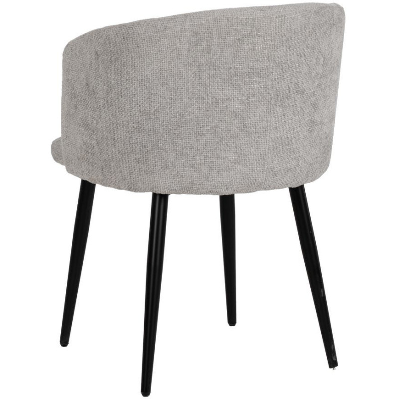 Fauteuil de table moderne en Tissu Gris Métal Noir Mateo (Lot de 2) - 3