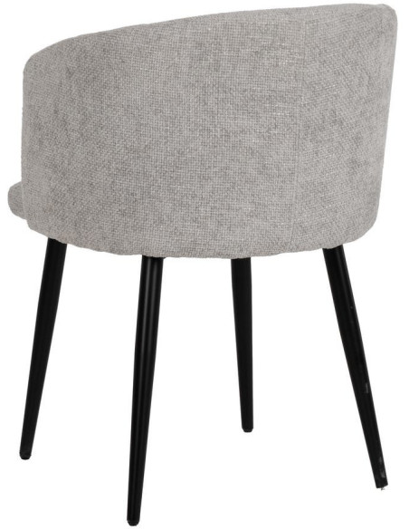 Fauteuil de table moderne en Tissu Gris Métal Noir Mateo (Lot de 2) - 3