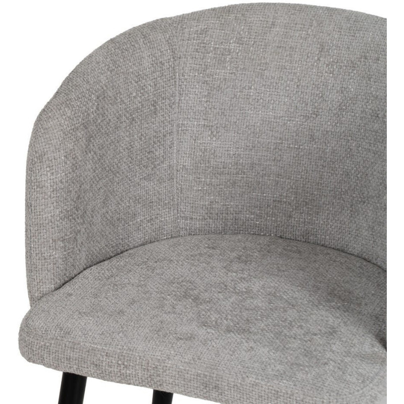 Fauteuil de table moderne en Tissu Gris Métal Noir Mateo (Lot de 2) - 5