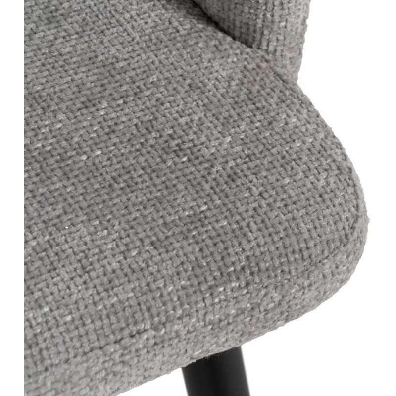 Fauteuil de table moderne en Tissu Gris Métal Noir Mateo (Lot de 2) - 7