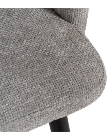 Fauteuil de table moderne en Tissu Gris Métal Noir Mateo (Lot de 2) - 7