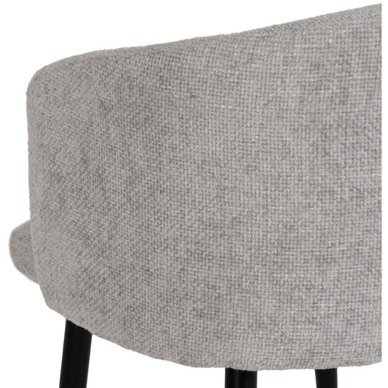 Fauteuil de table moderne en Tissu Gris Métal Noir Mateo (Lot de 2) - 8
