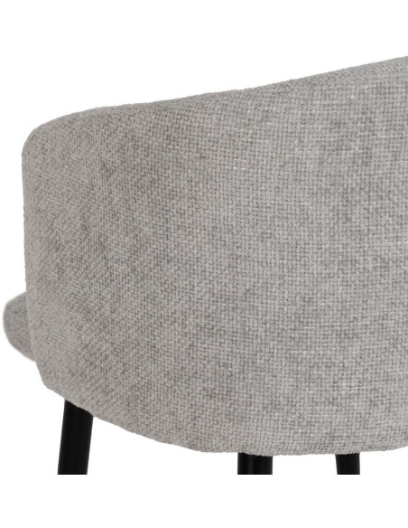 Fauteuil de table moderne en Tissu Gris Métal Noir Mateo (Lot de 2) - 8