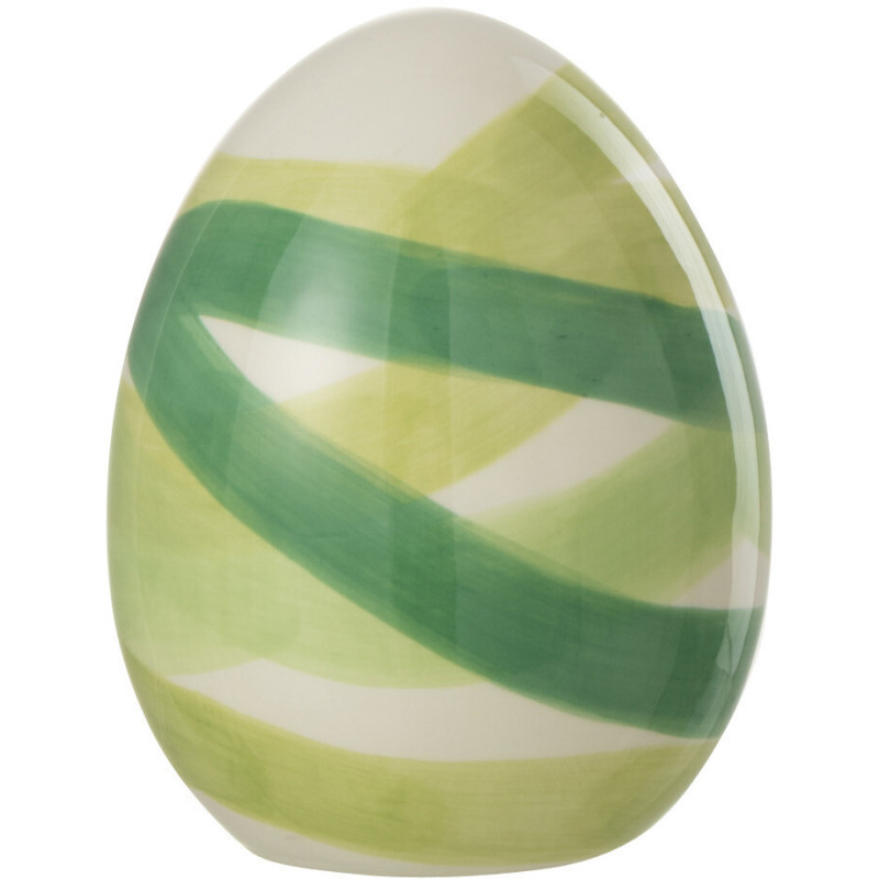 Objet déco à poser Oeuf Hauteur 11 cm en Dolomite Blanc Vert Candi - 1