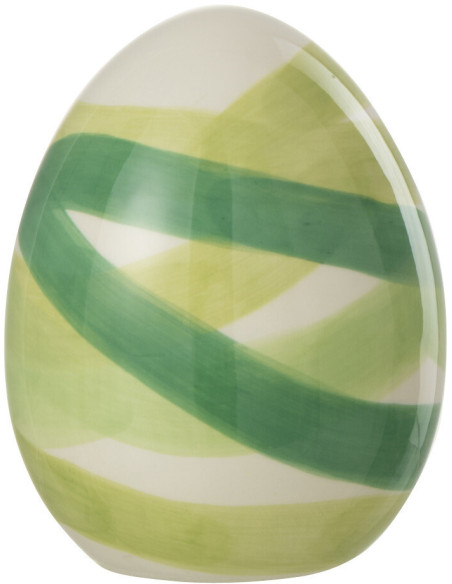 Objet déco à poser Oeuf Hauteur 11 cm en Dolomite Blanc Vert Candi - 1