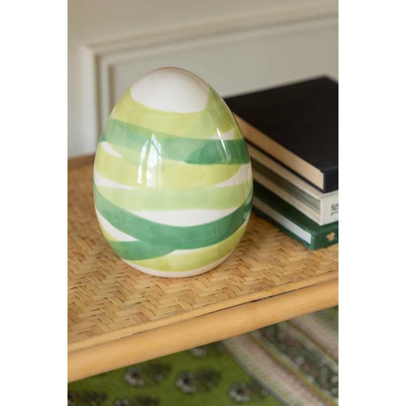 Objet déco à poser Oeuf Hauteur 11 cm en Dolomite Blanc Vert Candi - 2