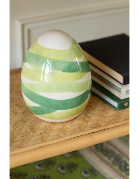 Objet déco à poser Oeuf Hauteur 11 cm en Dolomite Blanc Vert Candi - 2