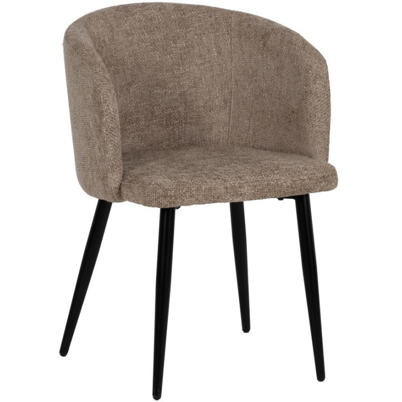 Fauteuil de table moderne en Tissu Beige Métal Noir Mateo (Lot de 2) - 1