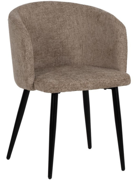 Fauteuil de table moderne en Tissu Beige Métal Noir Mateo (Lot de 2) - 1