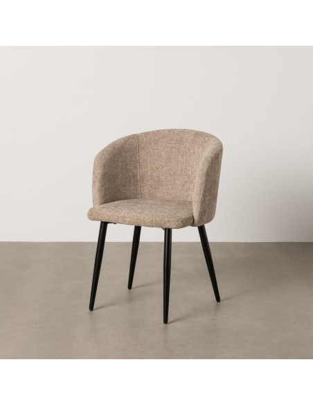 Fauteuil de table moderne en Tissu Beige Métal Noir Mateo (Lot de 2) - 2