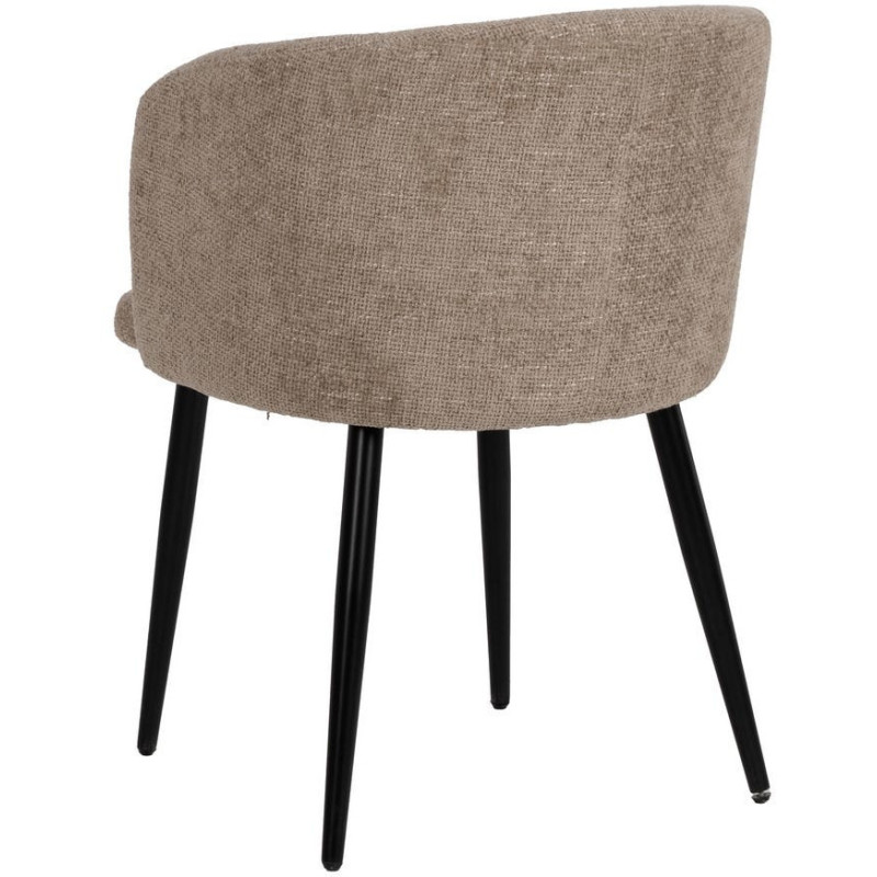 Fauteuil de table moderne en Tissu Beige Métal Noir Mateo (Lot de 2) - 3