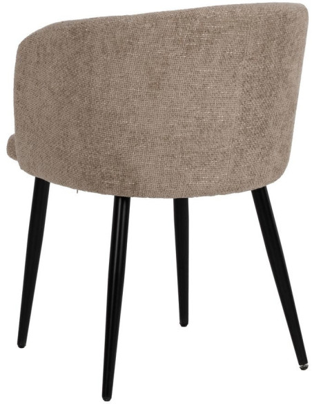 Fauteuil de table moderne en Tissu Beige Métal Noir Mateo (Lot de 2) - 3