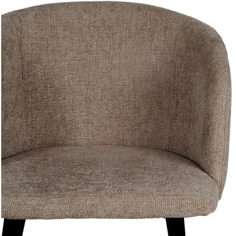 Fauteuil de table moderne en Tissu Beige Métal Noir Mateo (Lot de 2) - 4