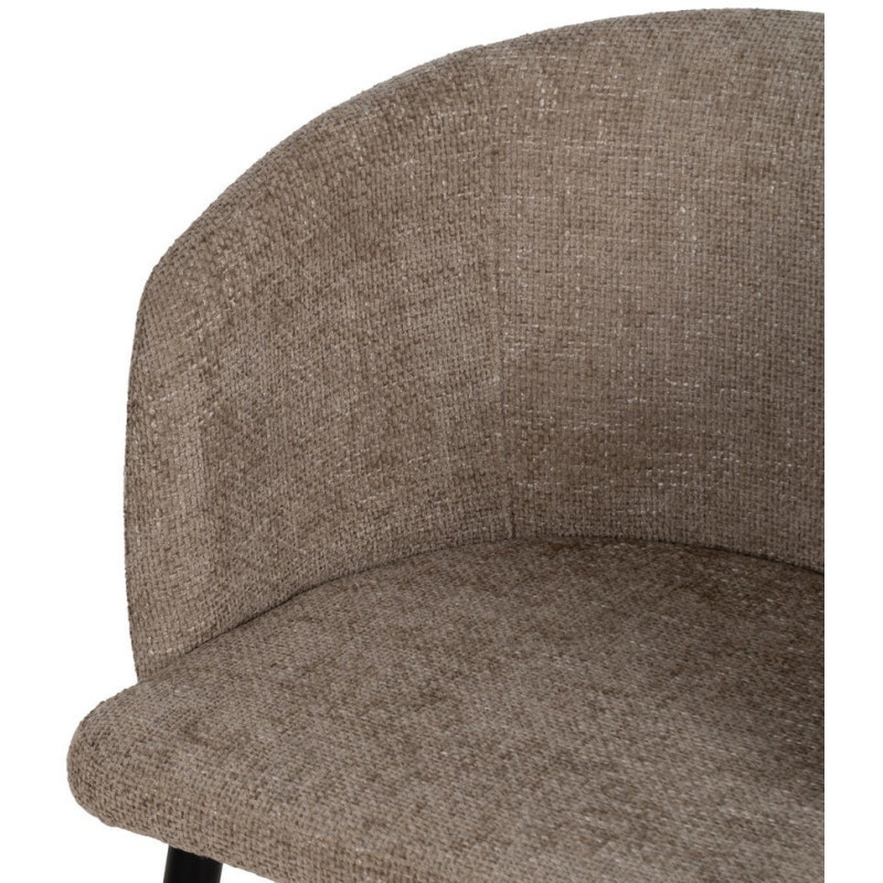 Fauteuil de table moderne en Tissu Beige Métal Noir Mateo (Lot de 2) - 5