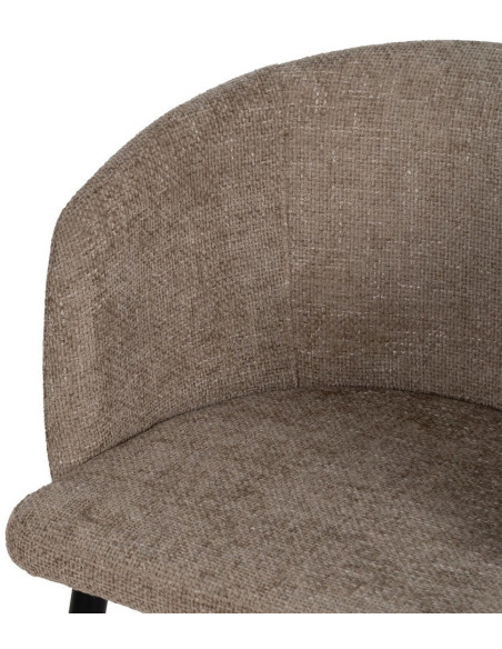 Fauteuil de table moderne en Tissu Beige Métal Noir Mateo (Lot de 2) - 5