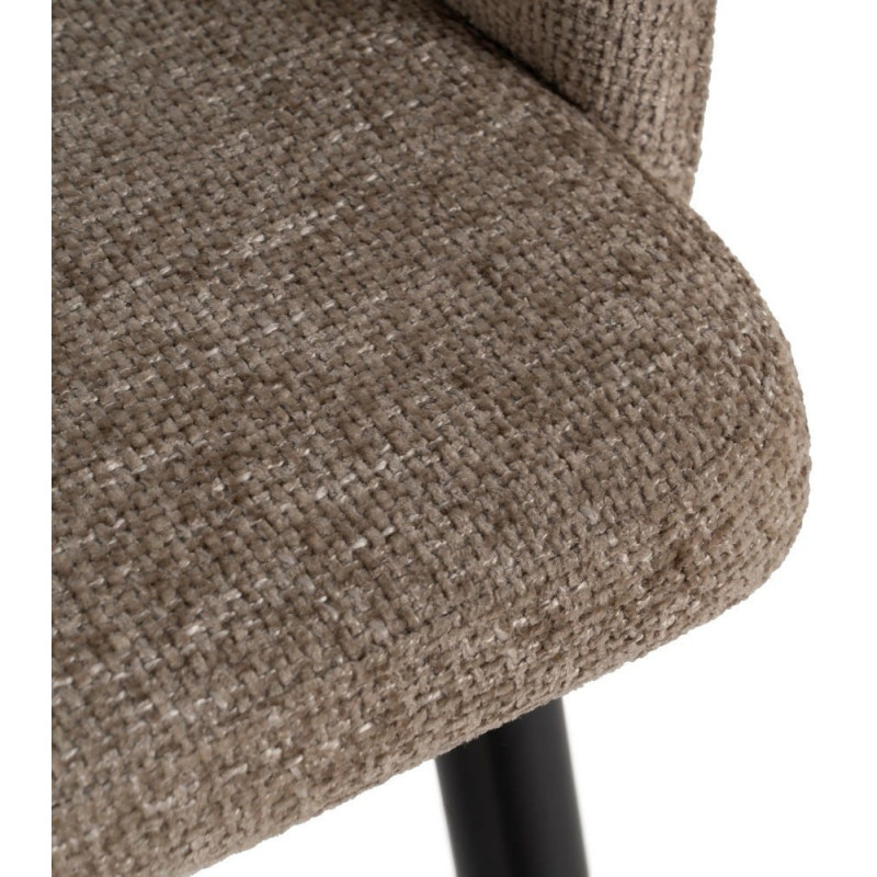 Fauteuil de table moderne en Tissu Beige Métal Noir Mateo (Lot de 2) - 7