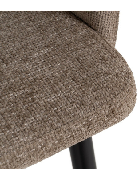 Fauteuil de table moderne en Tissu Beige Métal Noir Mateo (Lot de 2) - 7