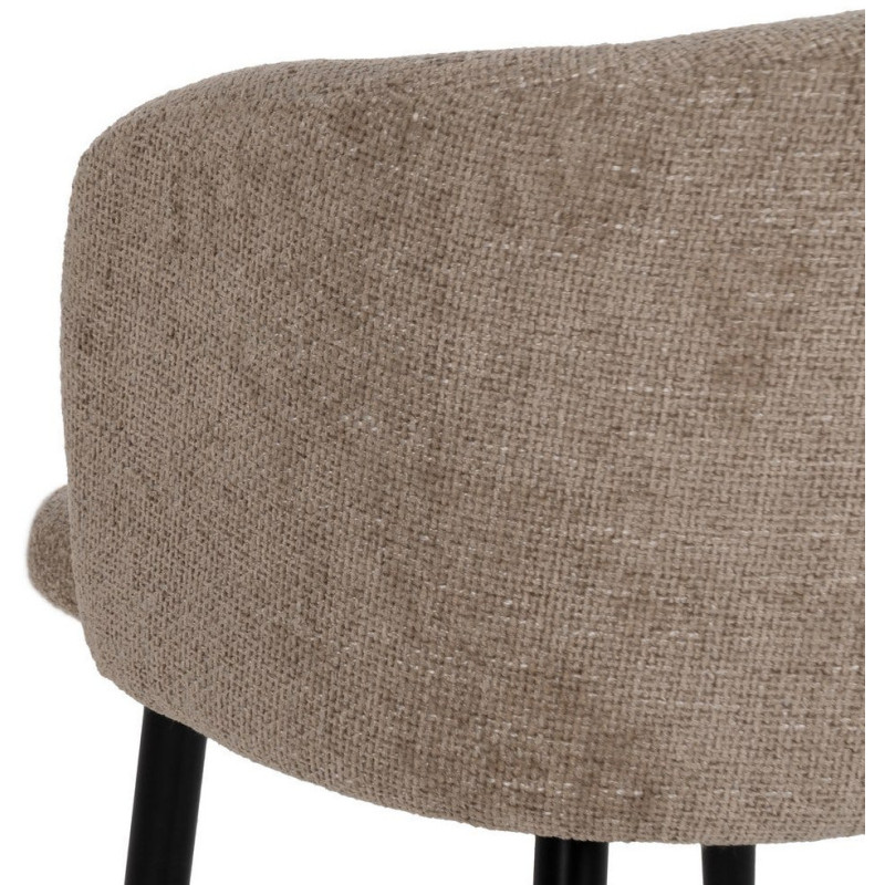 Fauteuil de table moderne en Tissu Beige Métal Noir Mateo (Lot de 2) - 8